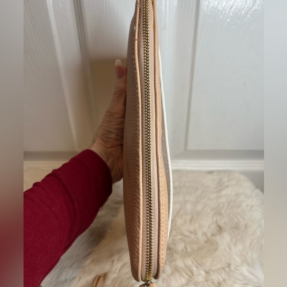 CHLOE PARFUM PEACH PEBBLED LEATHER LARGE ZIP COSMETIC BAG - Picture 6 of 11